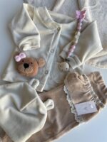 CONJUNTO DE PLUSH PEINADO “LUZ” 
CON APLIQUE: OSITA